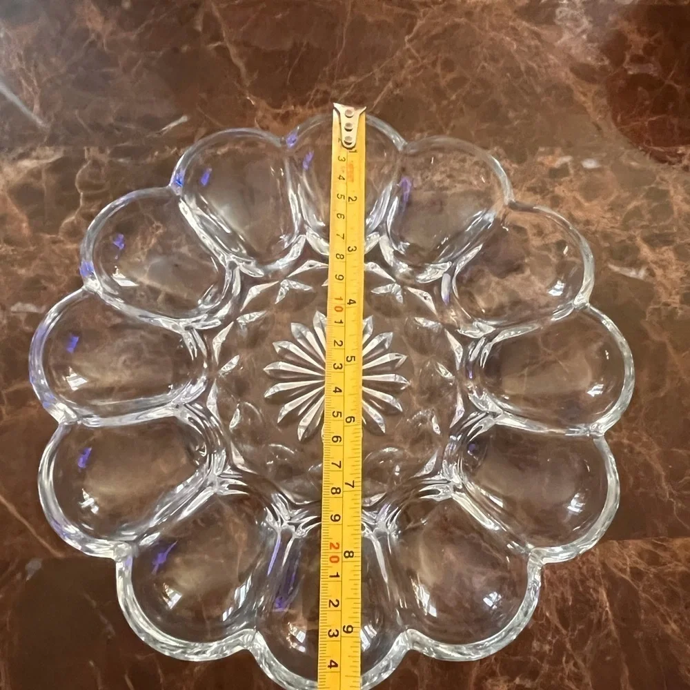 Vintage Clear Glass Tray For A Dozen Eggs Serving Platter Devil Egg Appetizer